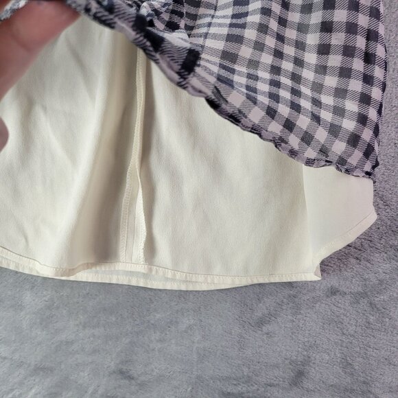 JCrew Women Silk Gingham Popover Top 6 Black White Check Sleeveless Quiet Luxury - Picture 5 of 12